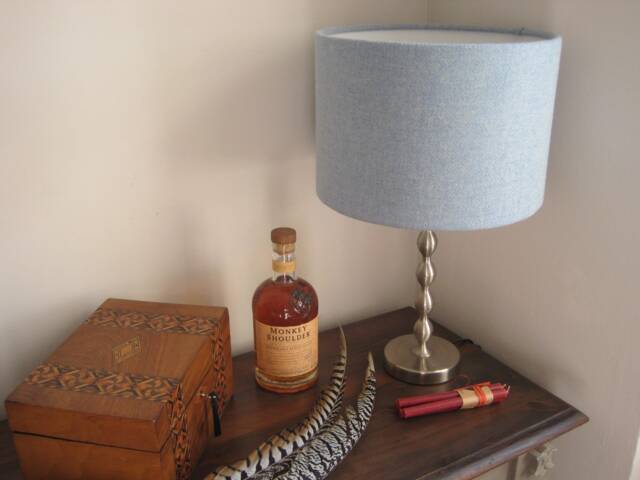 Handmade Harris Tweed Drum Lampshade in Baby Blue - image 1