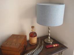Handmade Harris Tweed Drum Lampshade in Baby Blue - thumbnail 1