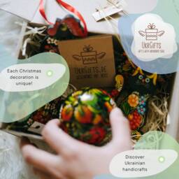 Handcrafted Christmas Ball, Openable Wooden Hand Painted With Original Petrykivka Painting, Unique Handpainting, Pecial Christmas Decoration - thumbnail 4