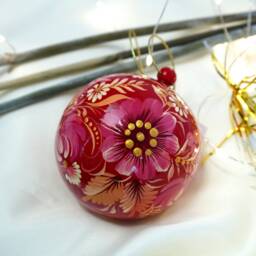 Handcrafted Christmas Ball, Openable Wooden Hand Painted With Original Petrykivka Painting, Unique Handpainting, Pecial Christmas Decoration