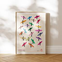 Retro Surf Art Print Colorful Surfers, Beach House Decor - thumbnail 3