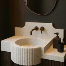 Carrara White Marble Sink With Backsplash, Rectangular Sink, Wall Mount Custom Wash Basin - thumbnail 2