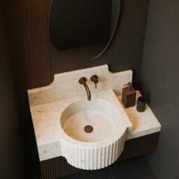 Carrara White Marble Sink With Backsplash, Rectangular Sink, Wall Mount Custom Wash Basin - thumbnail 3