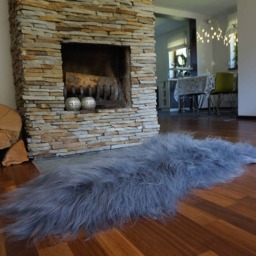 Natural Icelandic Sheepskin Rug, Grey Thick Fluffy Wool Carpet, Cozy Home Decor - thumbnail 2