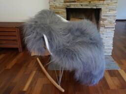 Natural Icelandic Sheepskin Rug, Grey Thick Fluffy Wool Carpet, Cozy Home Decor - thumbnail 1