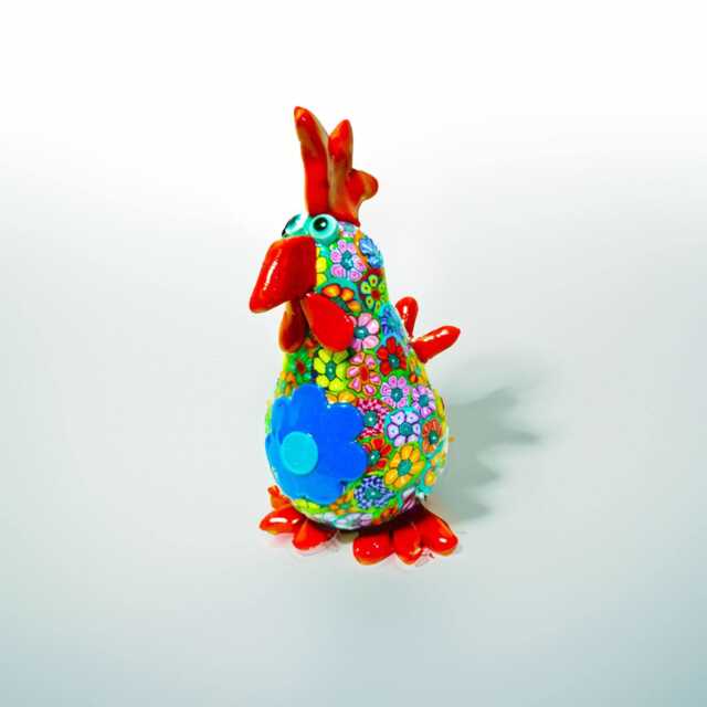 Chicken Figurines Quirky Handmade Rooster Sculpture - Iridescent, 5.5 - image 1