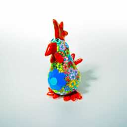 Chicken Figurines Quirky Handmade Rooster Sculpture - Iridescent, 5.5 - thumbnail 1