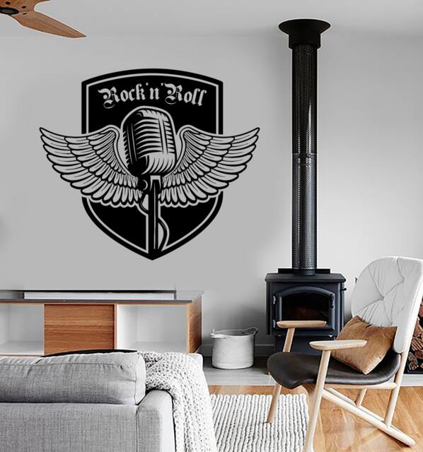 Wall Decal Music Rock Guitar Microphone Vinyl Sticker Mural Art 1588Dz - image 1