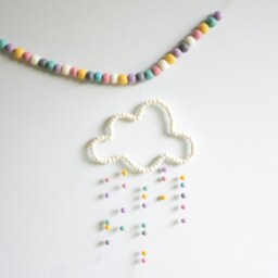 Pastel White Bead Garland. Felt Balls Baby Nursery. Kids Room. Decor. Children Room Homewares Gift - thumbnail 2