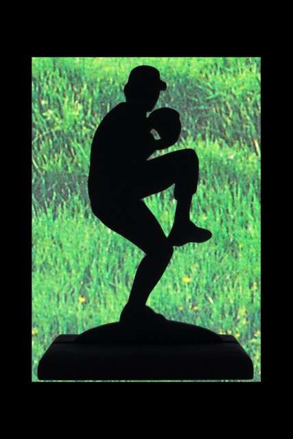 Handmade Baseball Pitcher Wood Silhouette - Sports Fan Decor - image 1