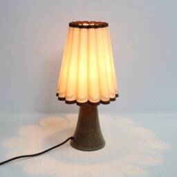 Khaki Fabric & Ceramic Table Lamp Brown Leopard Base - thumbnail 4