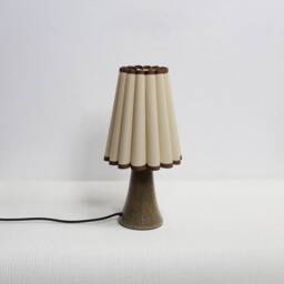 Khaki Fabric & Ceramic Table Lamp Brown Leopard Base - thumbnail 3