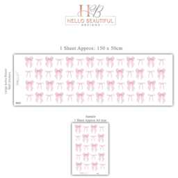 Pink Bow Wall Stickers For Girls Room, Coquette Nursery Decor, Soft Decals, Baby Girl Stickers, Peel & Stick Decor - thumbnail 2