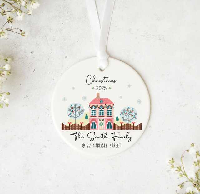 Personalised Family Christmas Ornament - Acrylic Or Ceramic Bauble Name & Members Keepsake Gift 2025 - image 1