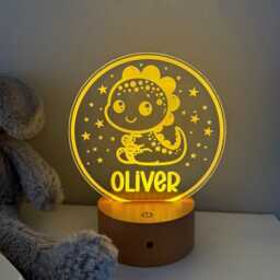 Personalised Dinosaur Night Light - Custom Name Kids Lamp Nursery Led Colour Changing Baby Room Decor Gift - thumbnail 4
