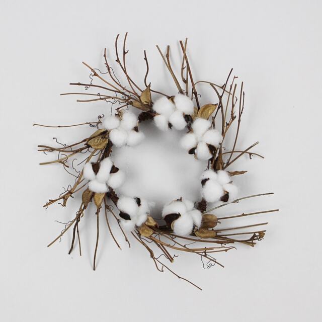 Small Dried Cotton Twig Wreath Farmhouse 30cm // Rustic Boho Christmas - image 1