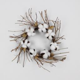 Small Dried Cotton Twig Wreath Farmhouse 30cm // Rustic Boho Christmas - thumbnail 1