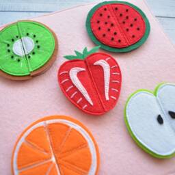 Felt Quiet Book Page Fruit Montessori Toddler Toy - thumbnail 2
