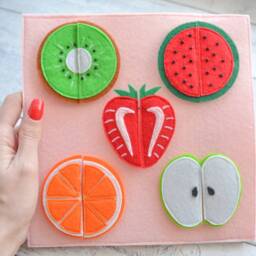 Felt Quiet Book Page Fruit Montessori Toddler Toy - thumbnail 4