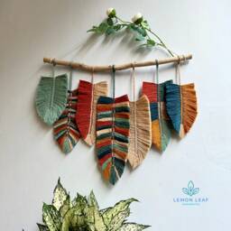 Boho Macrame Feather Wall Hanging Colorful Handmade Home Decor - thumbnail 2