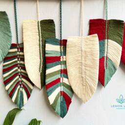 Boho Macrame Feather Wall Hanging Colorful Handmade Home Decor - thumbnail 4