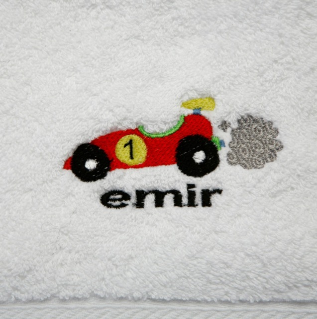 Embroidered Race Car Kids Towel Personalized Birthday Gift - image 1