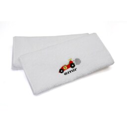 Embroidered Race Car Kids Towel Personalized Birthday Gift - thumbnail 2