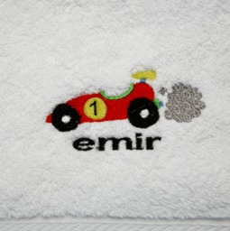 Embroidered Race Car Kids Towel Personalized Birthday Gift - thumbnail 1