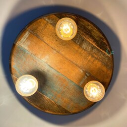 Reclaimed Whiskey Barrel Lid Chandelier Rustic Hanging Light - thumbnail 3