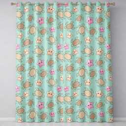 Cute Sea Turtle & Starfish Teal Ocean Seamless Pattern Readymade Eyelet Ring Top Thermal 100% Blackout Curtains - thumbnail 2