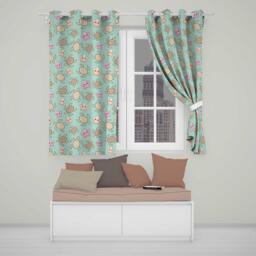 Cute Sea Turtle & Starfish Teal Ocean Seamless Pattern Readymade Eyelet Ring Top Thermal 100% Blackout Curtains - thumbnail 1