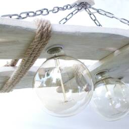 Aged Wood Ceiling Lamp, Wooden Chandelier, Rustic Edison Light, Lighting Fixture, Lighting, Living Room - thumbnail 2
