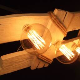 Aged Wood Ceiling Lamp, Wooden Chandelier, Rustic Edison Light, Lighting Fixture, Lighting, Living Room - thumbnail 3