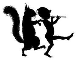Squirrel & Flute Player Vintage Large Metal Silhouette For The Yard Or Garden - thumbnail 3
