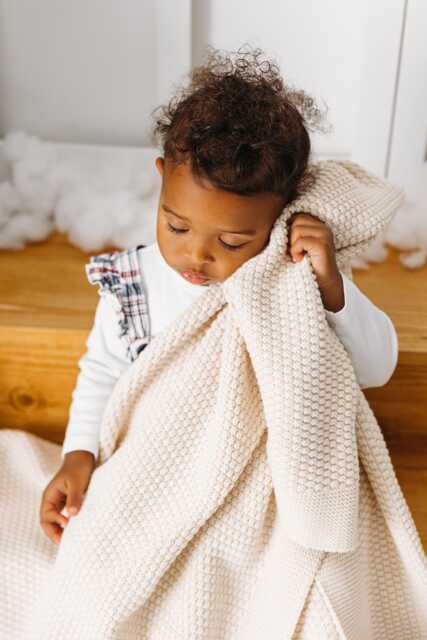 Organic Cotton Knit Baby Blanket Rice Grain Texture, Soft Newborn Gift - image 1