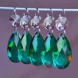 Choice Of Three Green Colour Oval Chandelier Drops Cut Glass Crystals Droplets Beads Prisms Christmas Tree Wedding Decorations Art Deco Chic - thumbnail 3