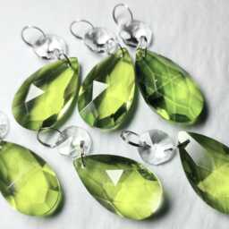 Choice Of Three Green Colour Oval Chandelier Drops Cut Glass Crystals Droplets Beads Prisms Christmas Tree Wedding Decorations Art Deco Chic - thumbnail 4