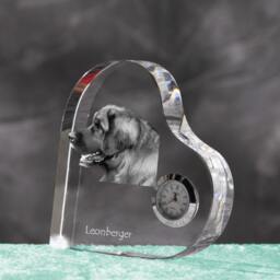 Leoneberger - Crystal Clock in The Shape Of A Heart With Image Pure-Bred Dog - thumbnail 2