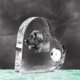 Leoneberger - Crystal Clock in The Shape Of A Heart With Image Pure-Bred Dog - thumbnail 3