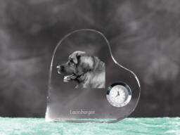 Leoneberger - Crystal Clock in The Shape Of A Heart With Image Pure-Bred Dog - thumbnail 1