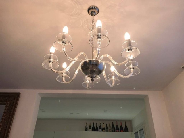Chandelier, in Murano Blown Glass, Crystal Transparent Color & Spare Parts - image 1