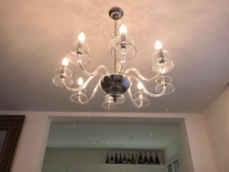 Chandelier, in Murano Blown Glass, Crystal Transparent Color & Spare Parts - thumbnail 1