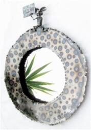 "steel Framed Round Mirror With Mouse Holding A Confidence Boosting Message ""Wow You Are Gorgeous" - thumbnail 1