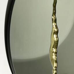 Fracture??? Handcrafted Round Mirror With Brass Detail - Contemporary Frameless Design - thumbnail 3