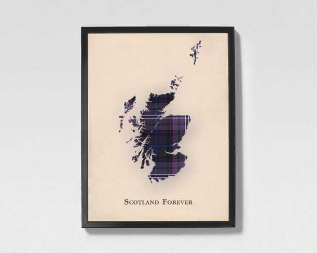 Clan Scotland Forever Scottish Tartan Map - Of Family Wall Decor, Ready To Hang - image 1