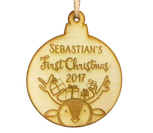 Baby's First Christmas Reindeer Personalized Ornament - image 1