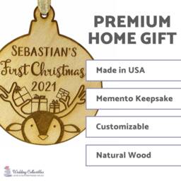 Baby's First Christmas Reindeer Personalized Ornament - thumbnail 2