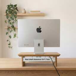 Wood Monitor Stand With Storage - Custom Engraved Desk Shelf Riser For Home Office - thumbnail 4