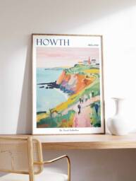 Howth Ireland Travel Poster Coastal Village Art Print - thumbnail 1