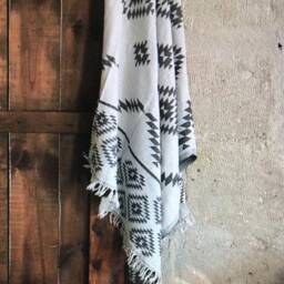 Handwoven Turkish Cotton Peshtemal Towel Gray & White, Double Sided - thumbnail 2
